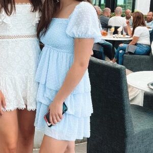 Altard State light blue smocked ruffle dress. 
Worn once, perfect condition.